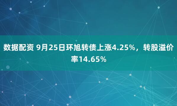 数据配资 9月25日环旭转债上涨4.25%，转股溢价率14.65%